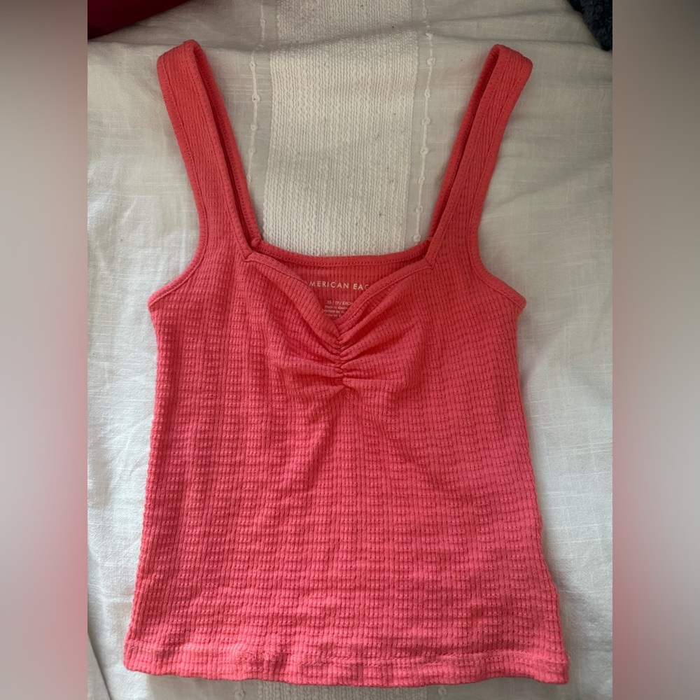 American Eagle Outfitters Coral Ribbed Tank Top